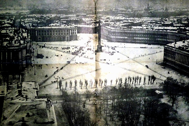 A trampled star on Palace Square, 1918 A trampled star on Palace Square in St. Petersburg, Russia